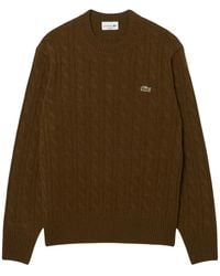 Lacoste - Cable-Knit Wool Crew-Neck Sweater - Lyst