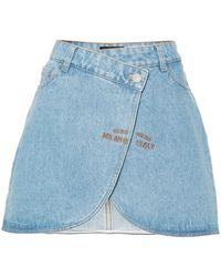 Gcds - Denim Miniskirt With Embroidered Logo - Lyst