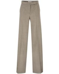 Max Mara - Prince Of Wales Check Virgin Wool Trousers - Lyst