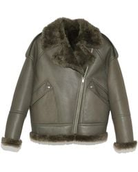 Yves Salomon - Chaqueta Biker Con Forro Con Pelo - Lyst