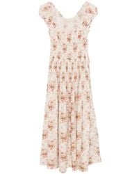 Doen - Quinette Midi-Jurk Met Vierkante Hals En Bloemenprint - Lyst