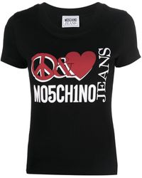 Moschino Jeans - Graphic Logo-print T-shirt - Lyst
