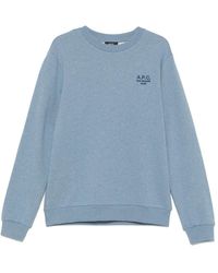 A.P.C. - Felpa Con Logo Ricamato - Lyst