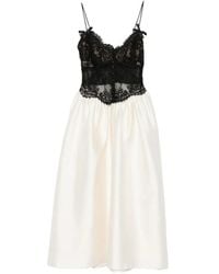 Self-Portrait - Lace-Bodice Flared Midi Dress - Lyst