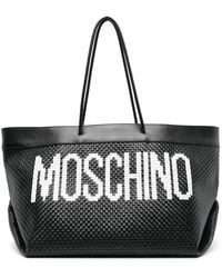 Moschino - Logo-Print Interwoven Tote Bag - Lyst