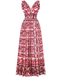 Dolce & Gabbana - Vestido largo con estampado mayólica - Lyst