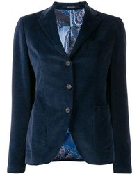 Tagliatore Blazer de canalé con botones - Azul