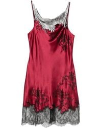 Carine Gilson - Lace-Trim Cowl-Neck Slip Dress - Lyst