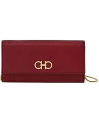 Ferragamo - Gancini Leather Wallet On Chain - Lyst