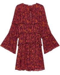 Maliparmi - Floral-Print Tiered-Ruffle Mini Dress - Lyst