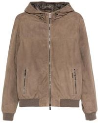 Moorer - Suede Hooded Bomber Jacket - Lyst
