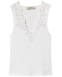 Twinset - Lace-Trim Knitted Top - Lyst