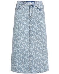 Karl Lagerfeld - Monogram-Print Denim Maxi Skirt - Lyst