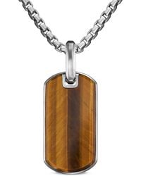 David Yurman - Sterling Chevron Tiger Eye Tag (27Mm) - Lyst