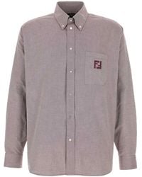 Fendi - Camicia Con Logo Ricamato - Lyst