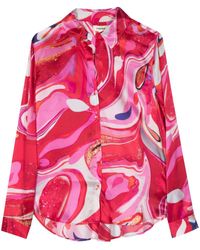 L'Agence - Tyler Abstract-Pattern Silk Shirt - Lyst