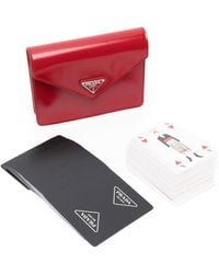 Prada Porte-cartes à plaque logo - Rouge