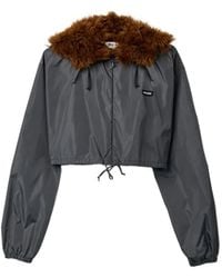 Miu Miu - Technical Fabric And Shearling Windbreaker - Lyst