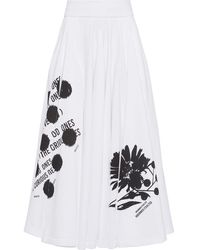 Prada - Graphic-print Poplin Midi-skirt - Lyst