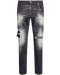 DSquared² - Distressed straight-leg jeans - Lyst
