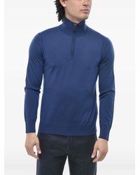Paolo Pecora - Half-Zip-Pullover Mit Ellenbogen-Patch - Lyst