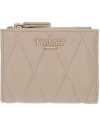 Twinset - Diamond-Quilted Logo-Plaque Wallet - Lyst