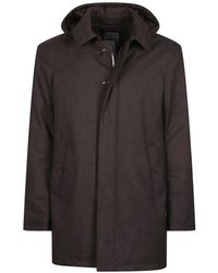 Herno - Abrigo De Lana Con Capucha Y Botones - Lyst