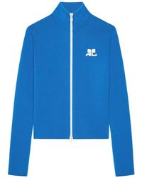 Courreges - Cardigan Zippé À Patch Logo - Lyst