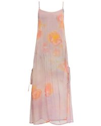 DIESEL - Floral-Print Crystal-Logo Midi Dress - Lyst