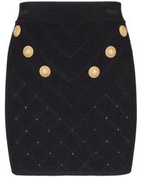 Balmain - Buttoned Knitted Mini Skirt - Lyst