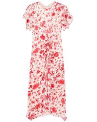 Isabel Marant - Herva Floral-Print Ruched Asymmetric Midi Dress - Lyst