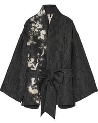 Psophia - Floral-Jacquard Belted Jacket - Lyst