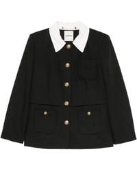 Sandro - Contrast-Collar Wool Blazer - Lyst