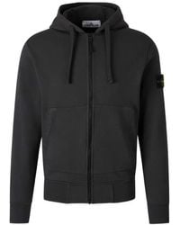 Stone Island - Garment-Dyed Organic Cotton Zip-Up Hoodie With Logo Badge On The Sleeve - Lyst