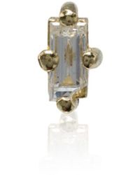 Lizzie Mandler Orecchino a bottone in oro giallo 18kt e diamante - Bianco