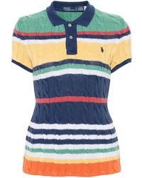 Polo Ralph Lauren - Striped Cable-knit Polo Top - Lyst