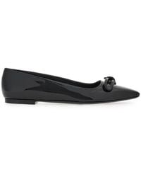 Ferragamo - Bow-detailing Leather Ballerina Shoes - Lyst
