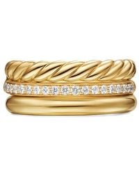 David Yurman - 18K Dy Mercer Three Row Diamond Ring - Lyst