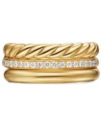 David Yurman - 18K Dy Mercer Three Row Diamond Ring - Lyst