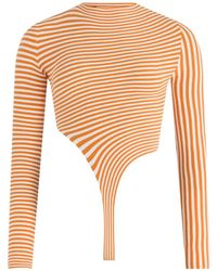 Jean Paul Gaultier - The Striped Asymmetric Bodysuit - Lyst
