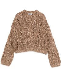 Brunello Cucinelli - Cable-Knit Balloon-Sleeve Sweater - Lyst