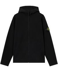 Stone Island - 6100020 Organic Cotton Interlock Regular-Fit Zip-Up Hooded Sweatshirt With Pockets - Lyst