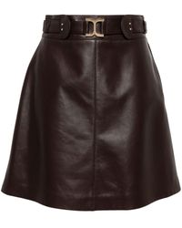 Chloé - Belted Embellished Leather Miniskirt - Lyst