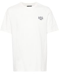 A.P.C. - Logo-embroidered Cotton T-shirt - Lyst