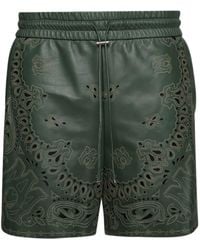 Amiri - Bandana Laser-etched Leather Shorts - Lyst