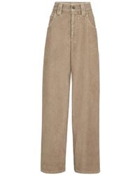 Brunello Cucinelli - Pantalones Estilo Baggy De Pana De Algodón Con Aplique Monili - Lyst