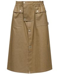 MM6 by Maison Margiela - Drawstring Coated Cotton Midi Skirt - Lyst