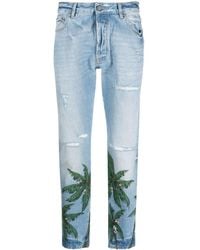Palm Angels - Slim-Fit-Jeans mit Palmen-Print - Lyst