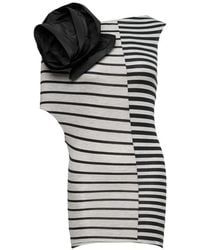 VAQUERA - Gestreepte Top Met Corsage Detail - Lyst