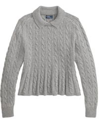 Polo Ralph Lauren - Cable Wool-Cashmere Peplum Jumper - Lyst